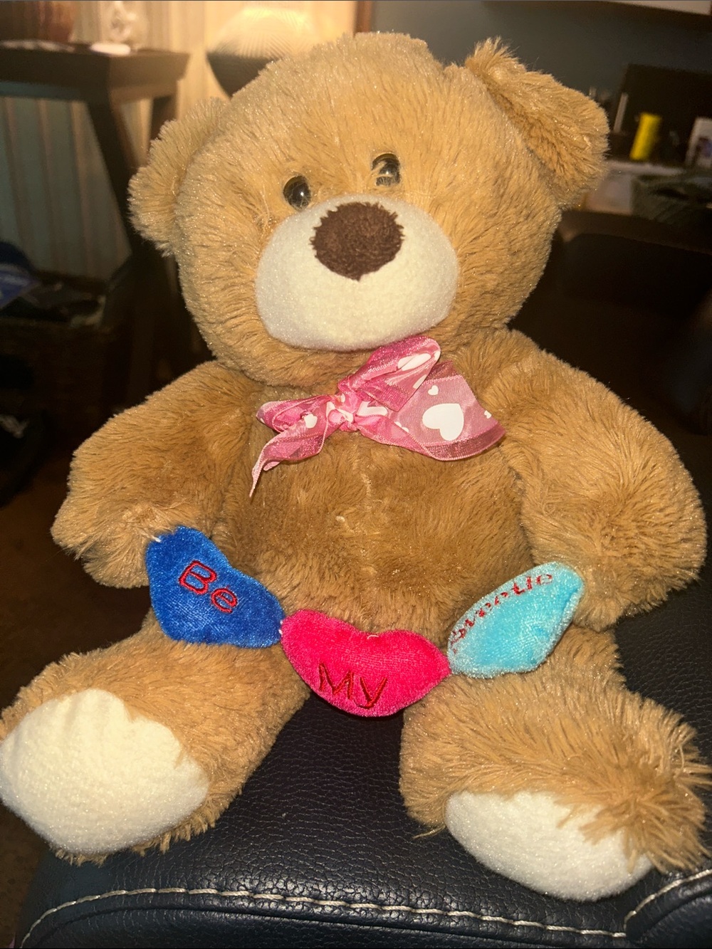 Kellytoy 2009 Sweetie Teddy Bear Plush Valentine Hearts Pink Ribbon Brown